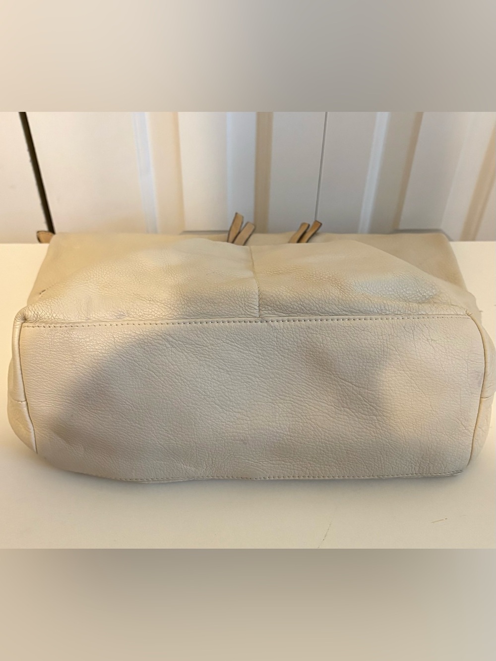 CYNTHIA ROWLEY Cream Leather Hobo Shoulder Bag - Soft Pebbled Finish - Picture 8 of 11